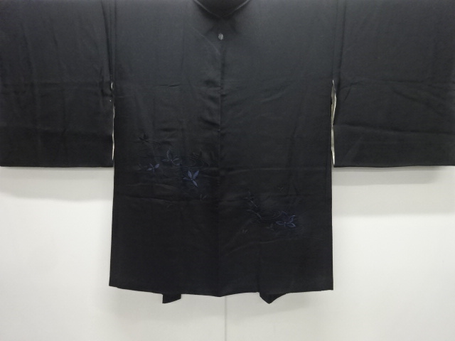 流水に花模様刺繍一つ紋絵羽織